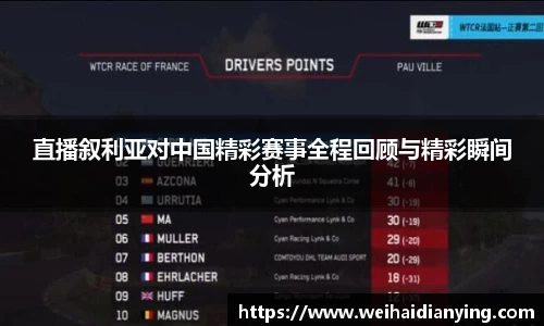 直播叙利亚对中国精彩赛事全程回顾与精彩瞬间分析